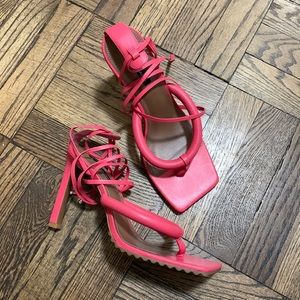 Bcbgmaxazria pink ankle wrap sandals